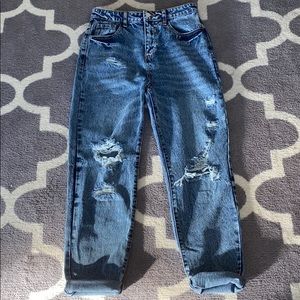 High Waisted Ripped Mom Jeans